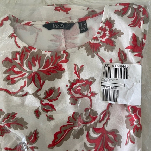 5/$25 Bundle. NWOT Dennis Basso Women’s Lux Crepe SS Asymmetric Peplum Top, XS - Picture 3 of 4